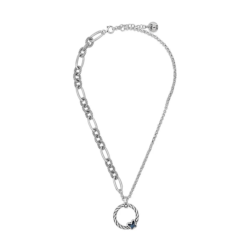 "Butterfly" Necklace Silver / Denim Blue