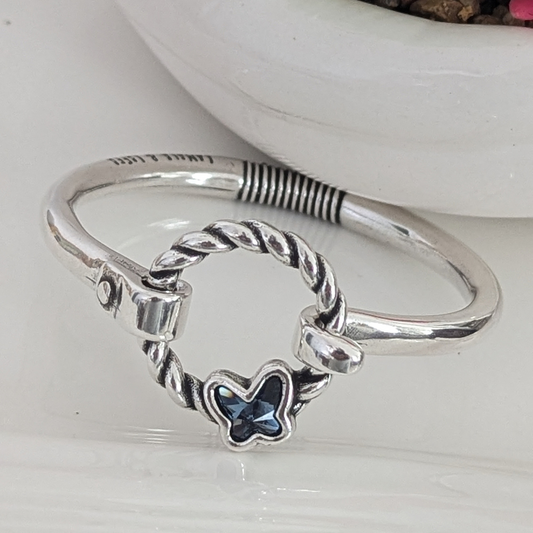 Spring bracelet "Butterfly" Silver/ Demi Blue