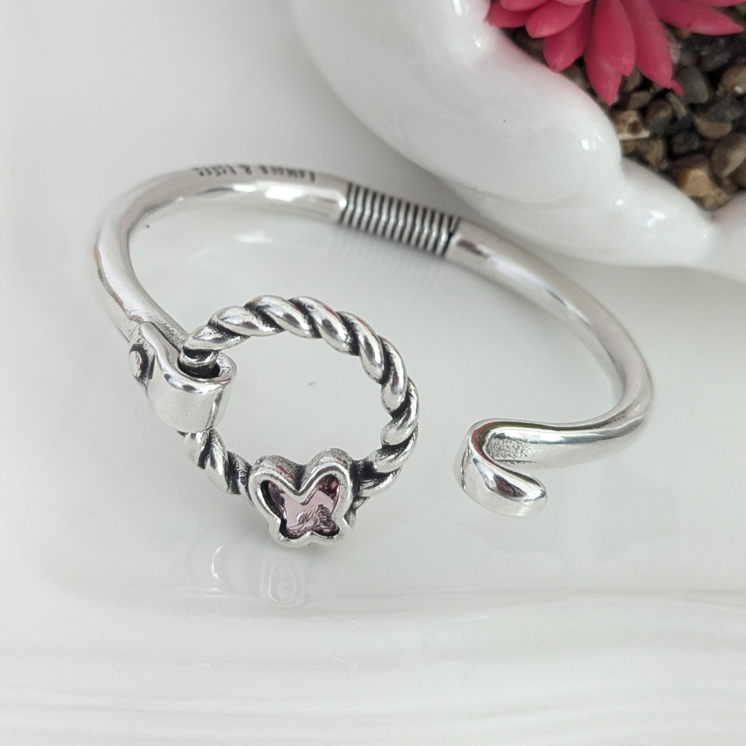 Spring bracelet "Butterfly" Silver/Pink