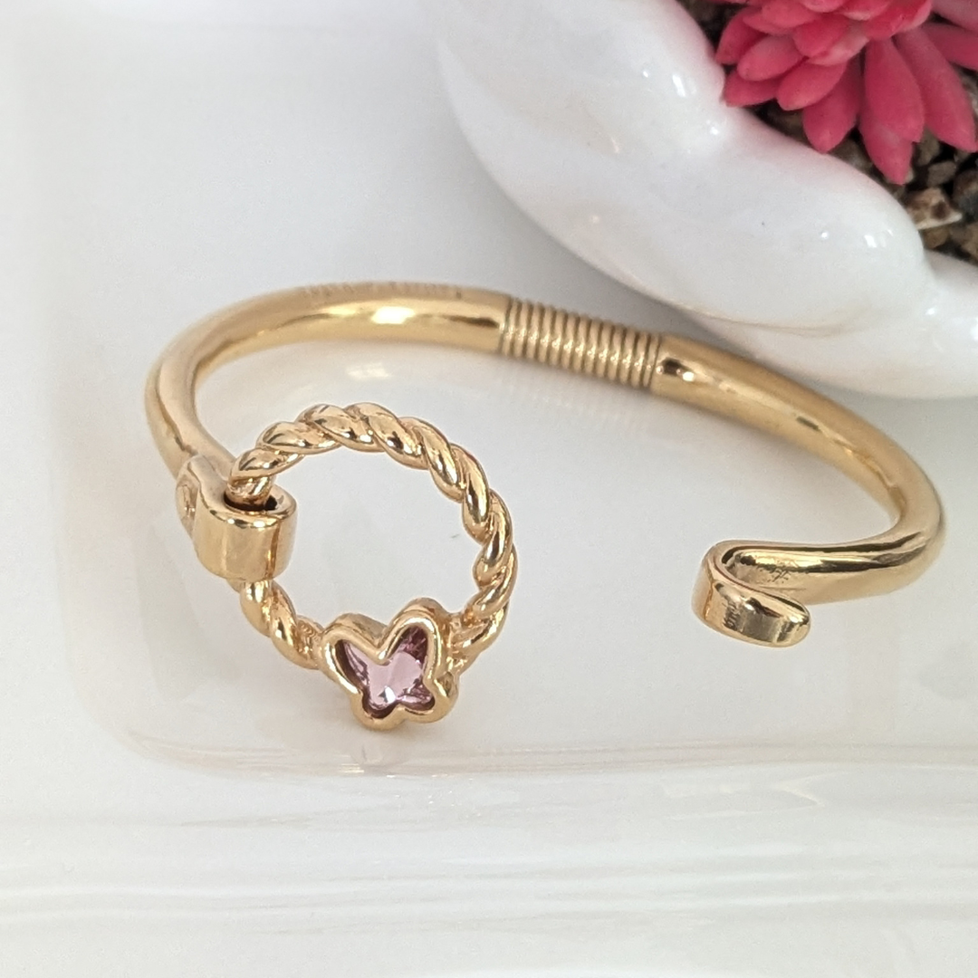 Spring bracelet "Butterfly" Gold / Pink