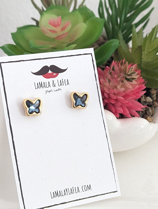 Demi blue butterfly earrings / Gold