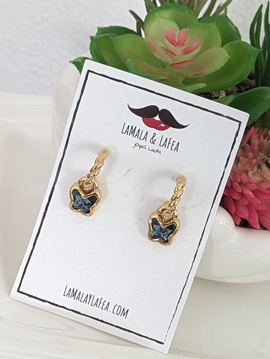 Demi blue butterfly pendant earrings