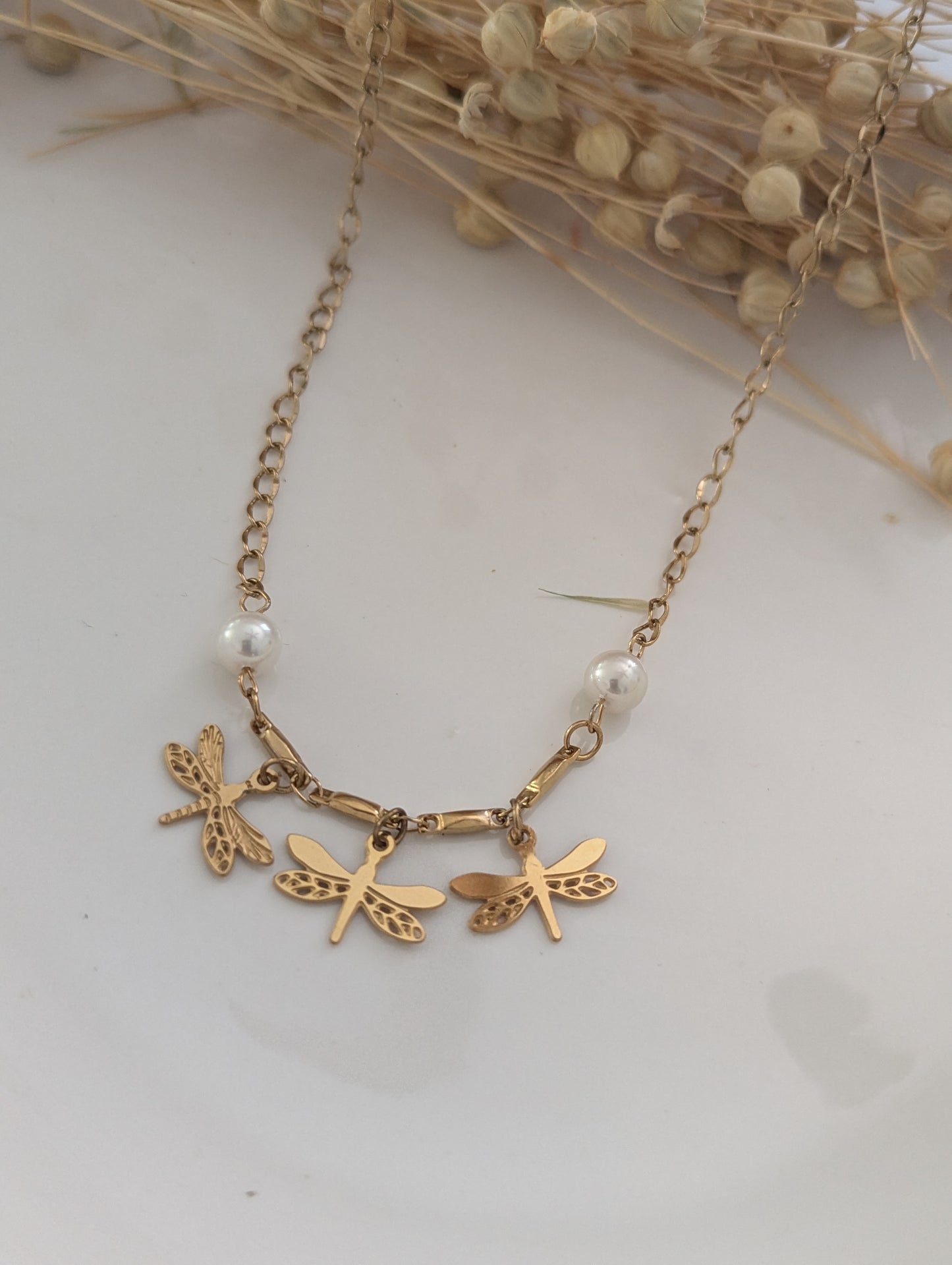 S. Steel dragonfly necklace