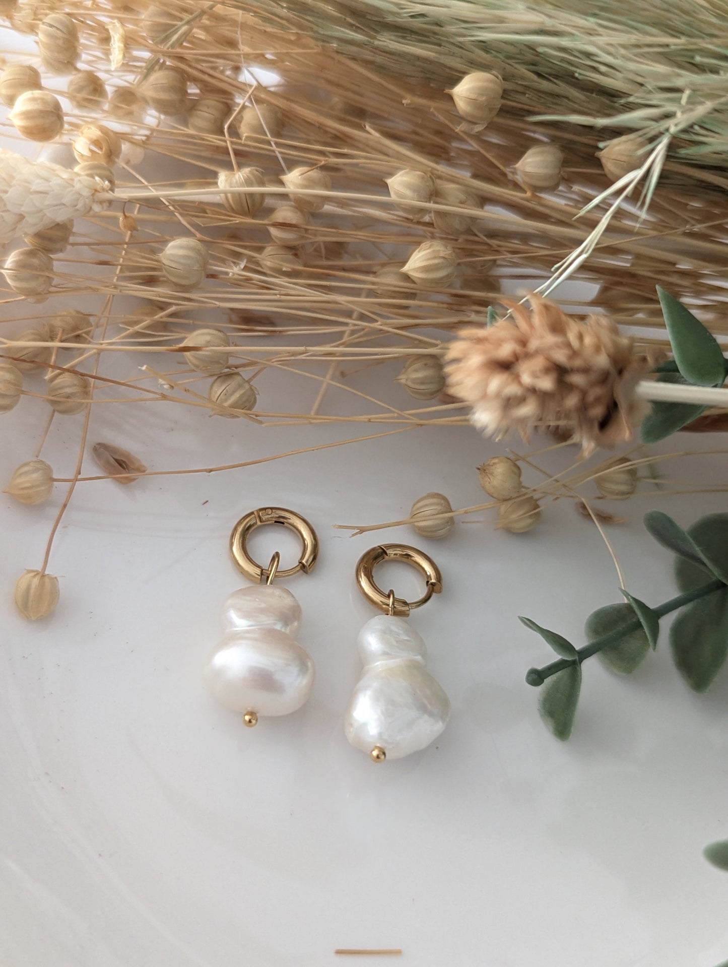 Freshwater Pearl Earrings S. Steel